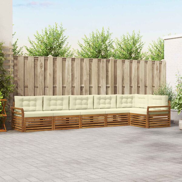 vidaXL Z&aacute;hradn&aacute; s&uacute;prava gaučov s vank&uacute;&scaron;om 6 pcs Pr&iacute;rodn&aacute; a kr&eacute;mov&aacute;