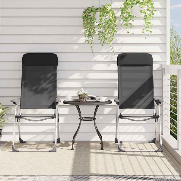 vidaXL Skladacie kempingov&eacute; stoličky 2 ks, čierne, hlin&iacute;k