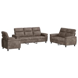 vidaXL Sada pohoviek 3 pcs Tmavosiv&aacute; Faux semi&scaron;ov&aacute; koža