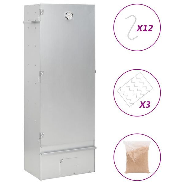 vidaXL Grilovacia udiareň so &scaron;tiepkou 44,5x29x110cm pozinkovan&aacute; oceľ