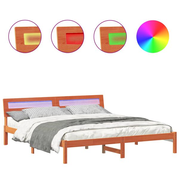 vidaXL R&aacute;m postele Hned&aacute; 200 x 200 cm Mas&iacute;vne borovicov&eacute; drevo