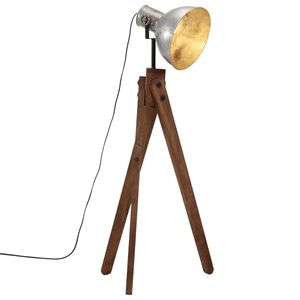 vidaXL Podlahov&aacute; lampa 25 W starožitn&aacute; strieborn&aacute; 45x45x120 cm E27