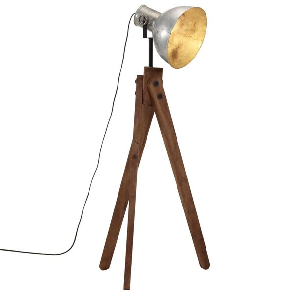 vidaXL Podlahov&aacute; lampa 25 W starožitn&aacute; strieborn&aacute; 45x45x120 cm E27