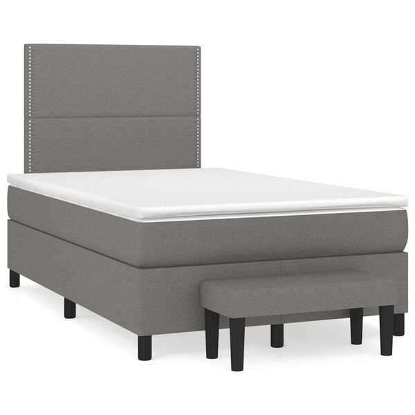 vidaXL Boxspring posteľ s matracom, tmavosiv&aacute; 120x190 cm, l&aacute;tka