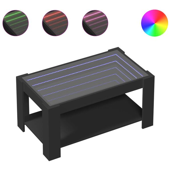 vidaXL Konferenčn&yacute; stol&iacute;k s LED čierny 93x53x45 cm kompozitn&eacute; drevo