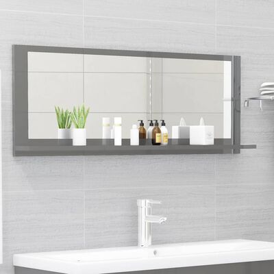 vidaXL Kúpeľňové zrkadlo, lesklé sivé 100x10,5x37 cm, kompozitné drevo