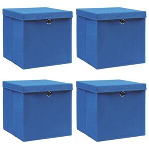 vidaXL &Uacute;ložn&eacute; boxy s vekom 4 ks, modr&eacute; 32x32x32 cm, l&aacute;tka
