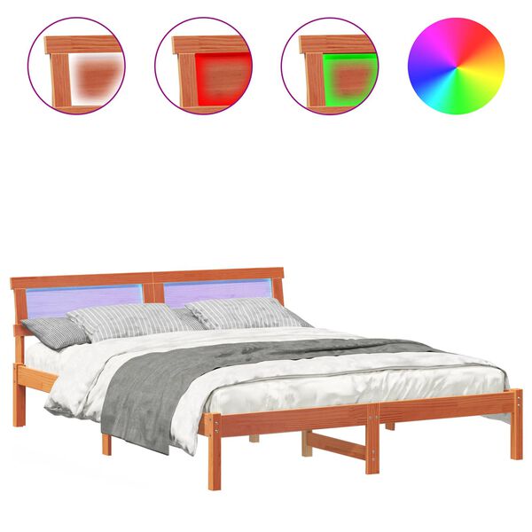 vidaXL R&aacute;m postele Včel&iacute; hned&yacute; 150 x 200 cm Mas&iacute;vne borovicov&eacute; drevo