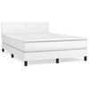 vidaXL Boxspring posteľ s matracom biely 140x190 cm umel&aacute; koža