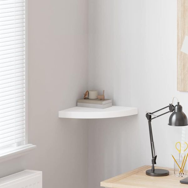 vidaXL Pl&aacute;vaj&uacute;ca rohov&aacute; polica biela 35x35x3,8 cm MDF