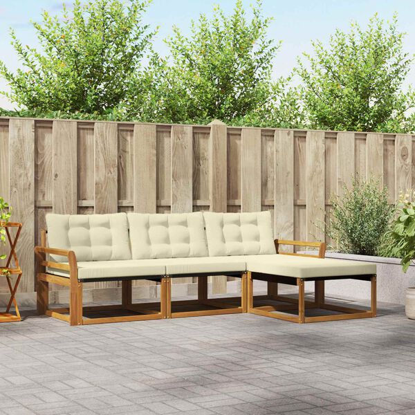 vidaXL Z&aacute;hradn&aacute; s&uacute;prava gaučov s vank&uacute;&scaron;om 4 pcs Pr&iacute;rodn&aacute; a kr&eacute;mov&aacute;