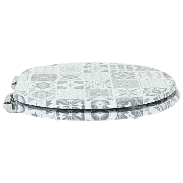 vidaXL Sedenie na toaletu s tich&yacute;m zatv&aacute;ran&iacute;m Modro-biely porcel&aacute;n