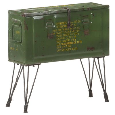 vidaXL Úložná truhlica vo vojenskom štýle 68x24x66 cm železo