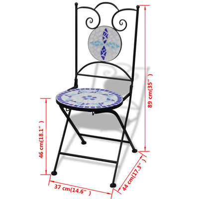 vidaXL Skladacie záhradné stoličky 2 ks, keramika, modré a biele