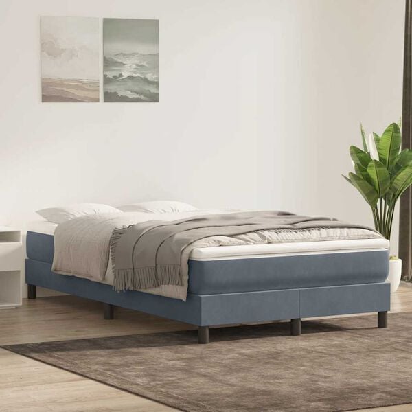 vidaXL Posteľný rám boxspring bez matracom tmavosivý 120x220 cm zamat