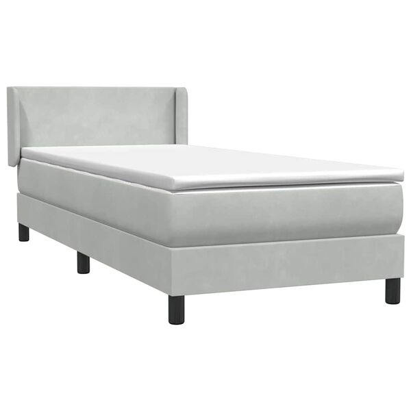 vidaXL Posteľn&yacute; r&aacute;m boxspring s matracom Svetlosiv&aacute; 80x210 cm zamat