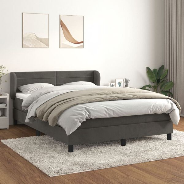 vidaXL Posteľn&yacute; r&aacute;m boxspring s matracom tmavosiv&yacute; 180x200 cm zamat