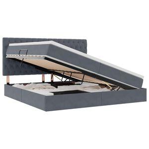 vidaXL Postel s &uacute;ložn&yacute;m prostorem a matrac&iacute; Tmavo &scaron;ed&aacute; 200 x 200 cm