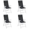 vidaXL Podu&scaron;ky na stoličky s vysok&yacute;m operadlom 4 ks čierne l&aacute;tka