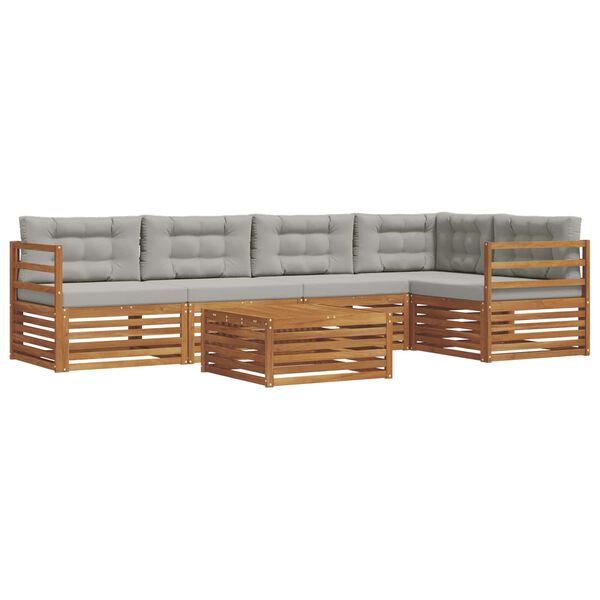 vidaXL Z&aacute;hradn&aacute; s&uacute;prava gaučov s vank&uacute;&scaron;om 6 pcs Pr&iacute;rodn&aacute; a svetlosiv&aacute;