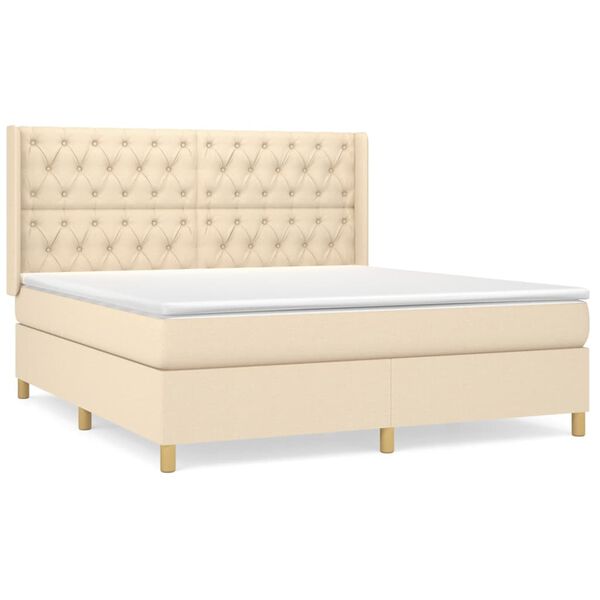 vidaXL Posteľn&yacute; r&aacute;m boxspring s matracom kr&eacute;mov&yacute; 160x200 cm l&aacute;tka