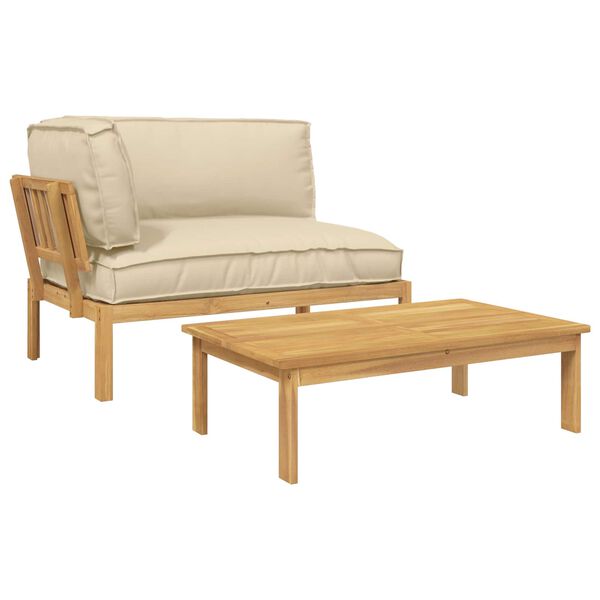 vidaXL Sada pohoviek s vank&uacute;&scaron;om 2 pcs B&eacute;žov&aacute; Pevn&eacute; ak&aacute;ciov&eacute; drevo