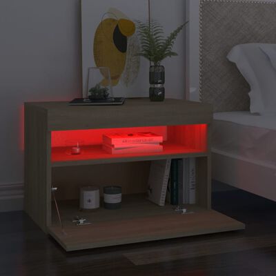 vidaXL Nočný stolík a LED svetlá 2 ks dub sonoma 60x35x40 cm