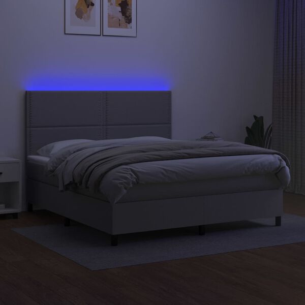 vidaXL Posteľ boxsping s matracom a LED bledosiv&aacute; 180x200 cm l&aacute;tka