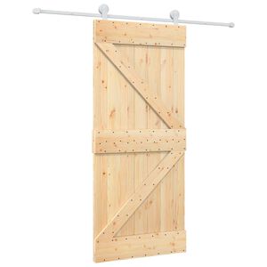 vidaXL Posuvn&eacute; dvere 90 x 210 cm Borovicov&yacute; mas&iacute;v Pr&iacute;rodn&aacute; a biela