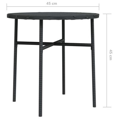 vidaXL Čajový stôl čierny 45 cm polyratanový
