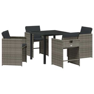 vidaXL Z&aacute;hradn&yacute; jed&aacute;lensk&yacute; set 5 pcs Siv&aacute; polyratan