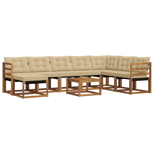 vidaXL Z&aacute;hradn&aacute; s&uacute;prava gaučov s vank&uacute;&scaron;om 9 pcs Pr&iacute;rodn&aacute; a b&eacute;žov&aacute;