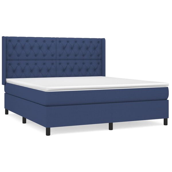 vidaXL Posteľn&yacute; r&aacute;m boxspring s matracom modr&yacute; 160x200 cm l&aacute;tka