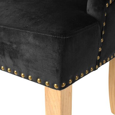 vidaXL Jedálenské stoličky 2 ks, čierne, dubový masív a zamat