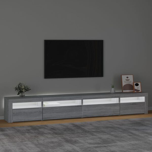 vidaXL TV skrinka s LED svetlami siv&aacute; sonoma 270x35x40 cm