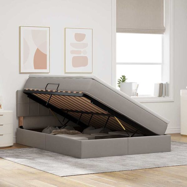 vidaXL Postel s &uacute;ložn&yacute;m prostorem a matrac&iacute; Sivohned&aacute; 140 x 190 cm