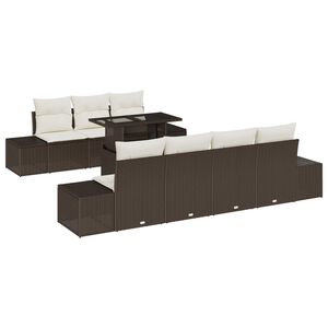 vidaXL S&uacute;prava z&aacute;hradn&yacute;ch pohoviek s vank&uacute;&scaron;om 8 pcs Hned&aacute; a smotanov&aacute;