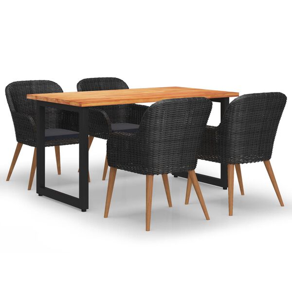 vidaXL 5-dielny z&aacute;hradny jed&aacute;lensk&yacute; set s podložkami polyratan čierny