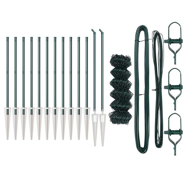 vidaXL Reťazový plot so stĺpmi Zelená 0.8 x 25 m Oceľ