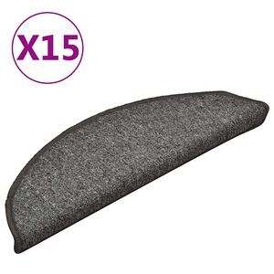 vidaXL Schodov&eacute; rohože 15 ks 56x17x3 cm siv&eacute; a čierne polkruhov&eacute;