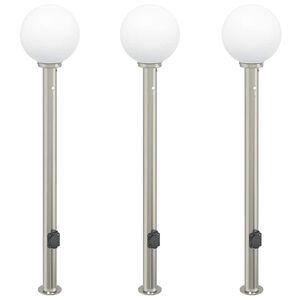vidaXL Stĺpikov&eacute; svetl&aacute; so senzorom a z&aacute;suvkou 3 ks 120 cm nehrdzavej&uacute;ca oceľ IP44