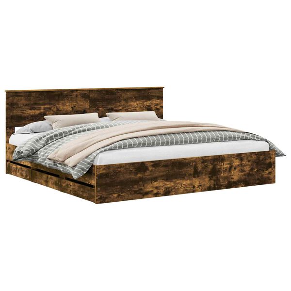 vidaXL R&aacute;m postele Dymov&aacute; dub 200 x 200 cm Inžinierske drevo