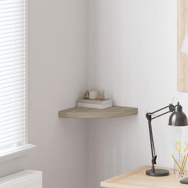 vidaXL Pl&aacute;vaj&uacute;ca rohov&aacute; polica, dubov&aacute; 35x35x3,8 cm, MDF