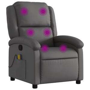 vidaXL Mas&aacute;žne kreslo s reflexn&yacute;m efektom, siv&eacute;, prav&aacute; koža