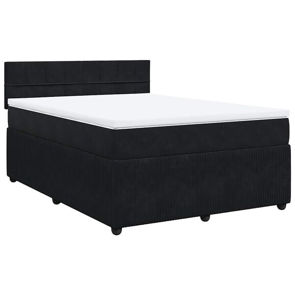 vidaXL Posteľn&yacute; r&aacute;m boxspring s matracom čierny 140x190 cm zamat