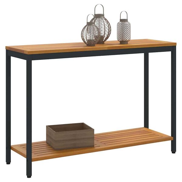 vidaXL Vonku stôl s úložiskom Prírodná a čierna 110 x 35 x 75 cm