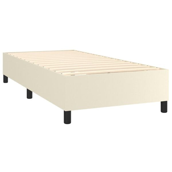 vidaXL Boxspring posteľ s matracom kr&eacute;mov&aacute; 80x200 cm umel&aacute; koža