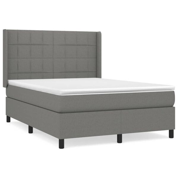 vidaXL Boxspring posteľ s matracom tmavosiv&aacute; 140x190 cm l&aacute;tka