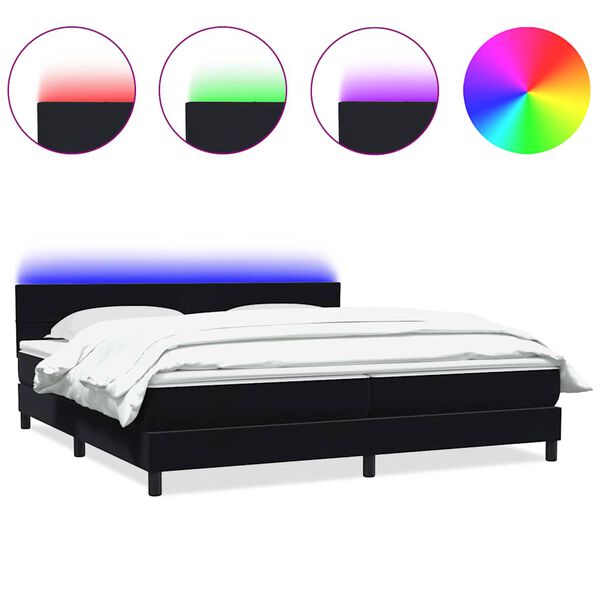 vidaXL Posteľn&yacute; r&aacute;m boxspring s matracom a LED čierny 180x210 cm zamat