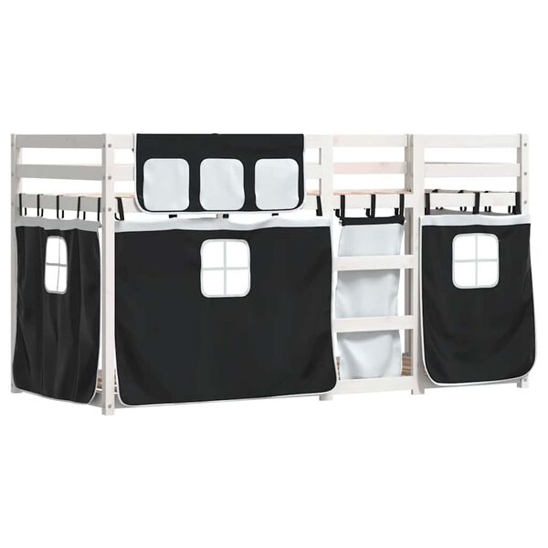 vidaXL Poschodov&aacute; posteľ z&aacute;vesy bielo-čierna 75x190cm mas&iacute;vna borovica